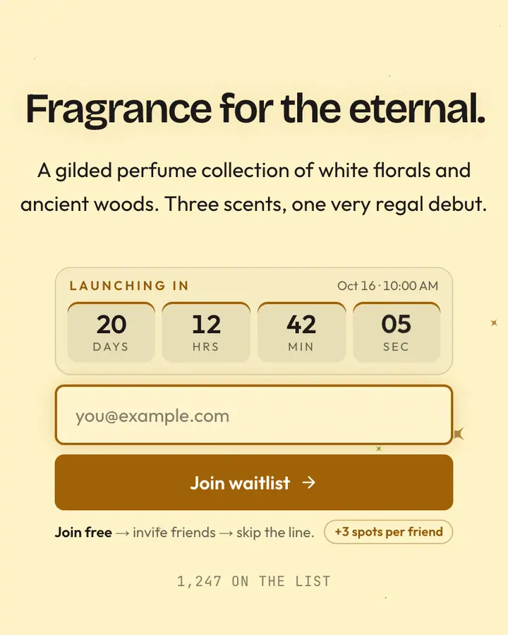 High Elf — Fantasy waitlist page template, cream background