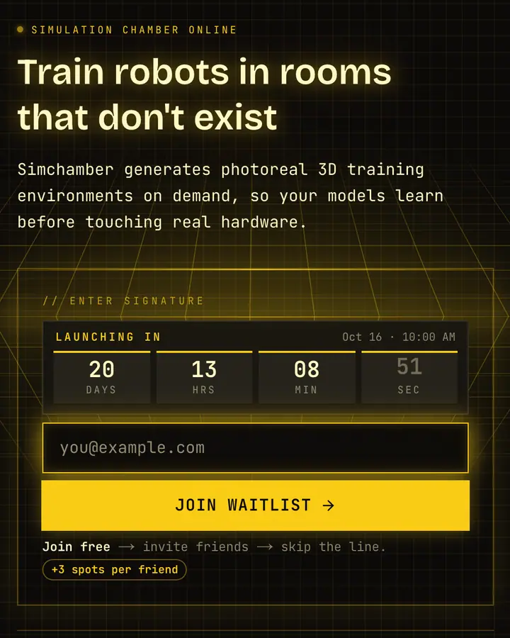 Holodeck — Cyberpunk & Sci-Fi waitlist page template, near-black background