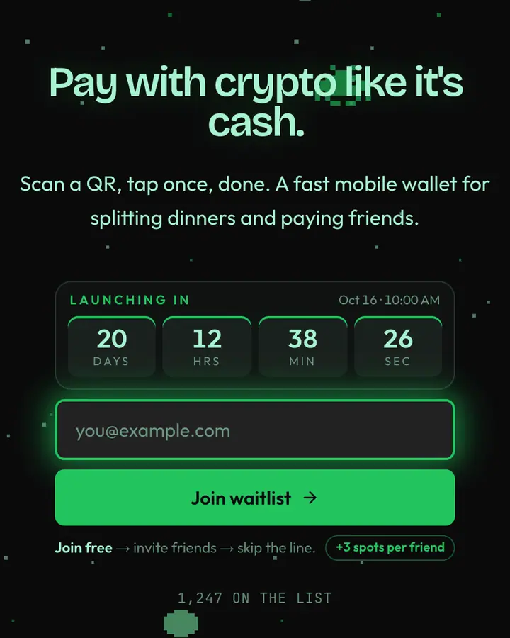 Hot Wallet — Crypto & Web3 waitlist page template, near-black background