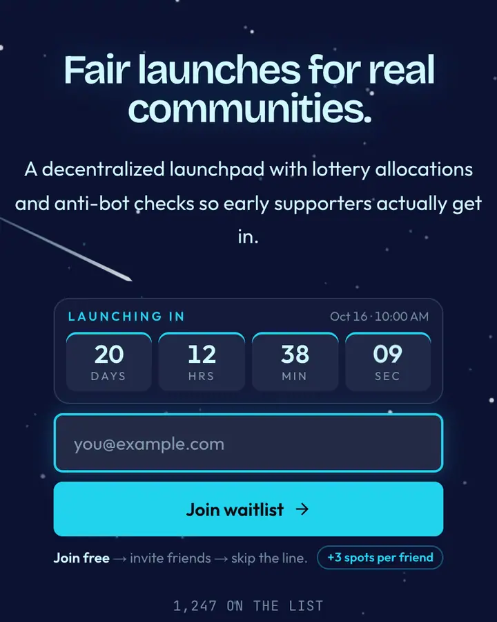 IDO Blue — Crypto & Web3 waitlist page template, deep blue background