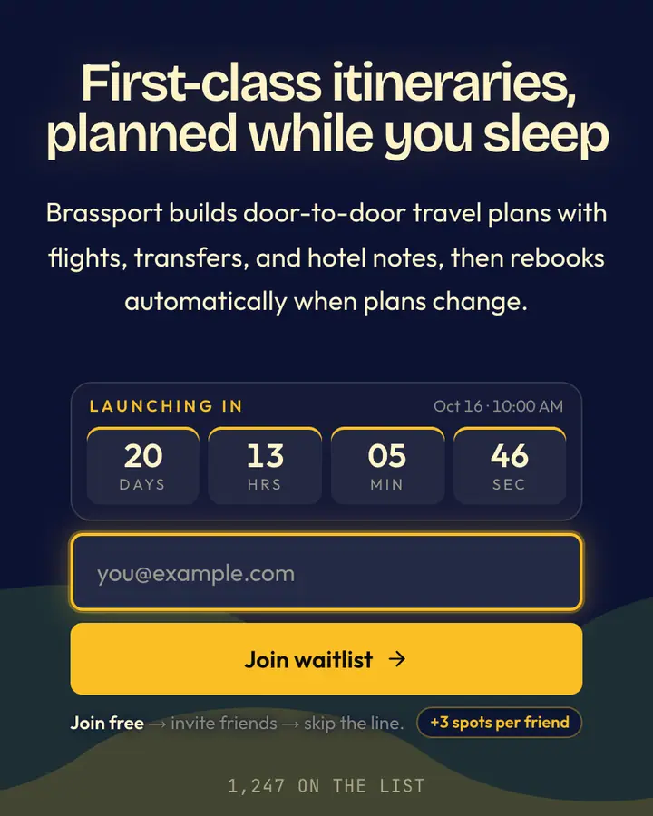 Jet Setter — Luxury waitlist page template, deep blue background