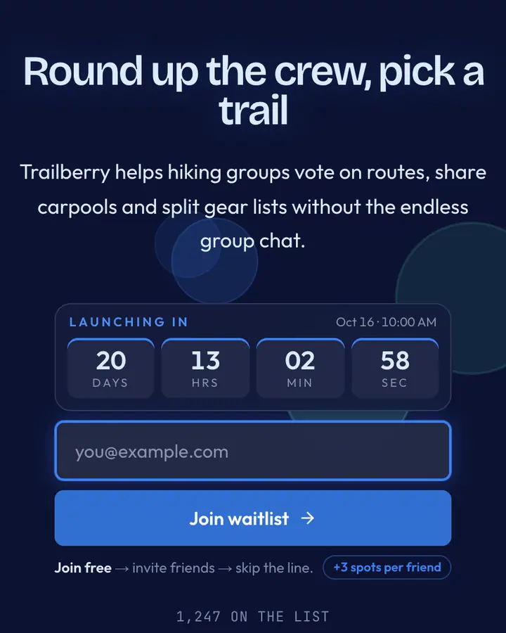 Juniper Berry — Nature & Organic waitlist page template, deep blue background