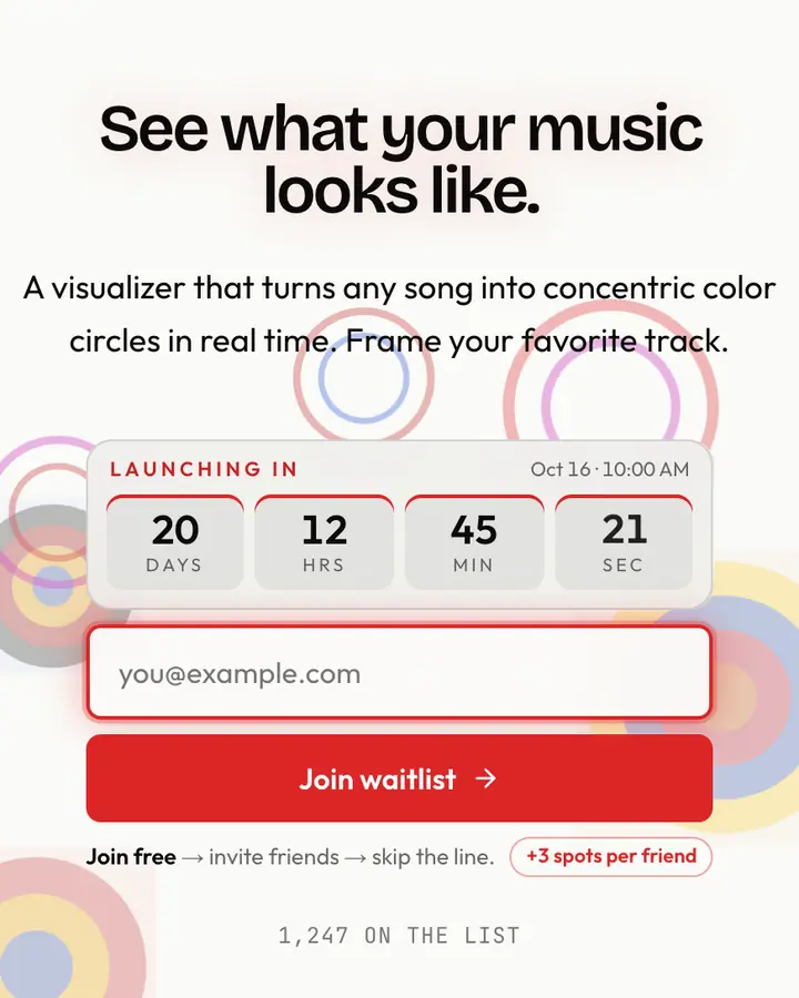 Kandinsky Dot — Editorial & Abstract waitlist page template, white background