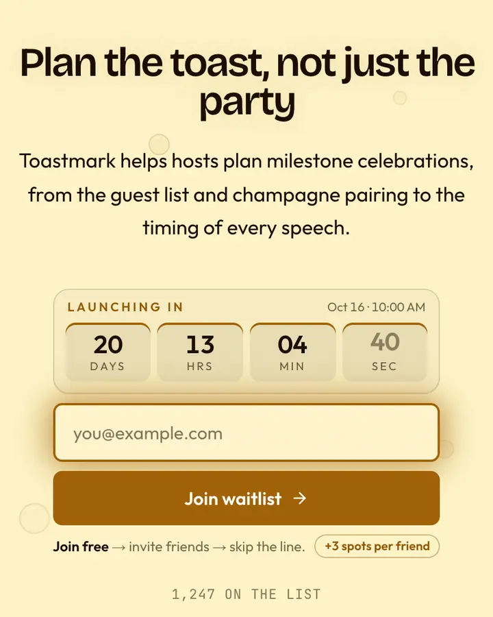 Grande Cuvee — Luxury waitlist page template, cream background