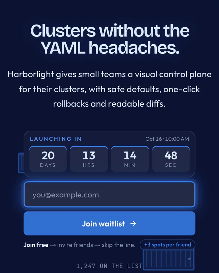 Cluster Blue — Tech & SaaS waitlist page template, deep blue background