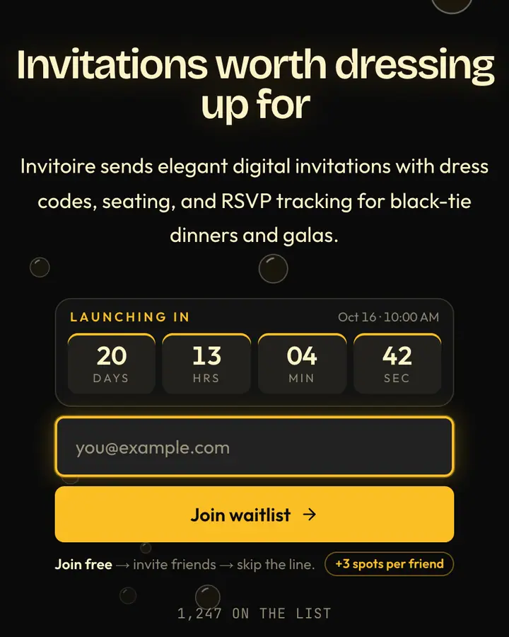 Cellar Brut — Luxury waitlist page template, near-black background