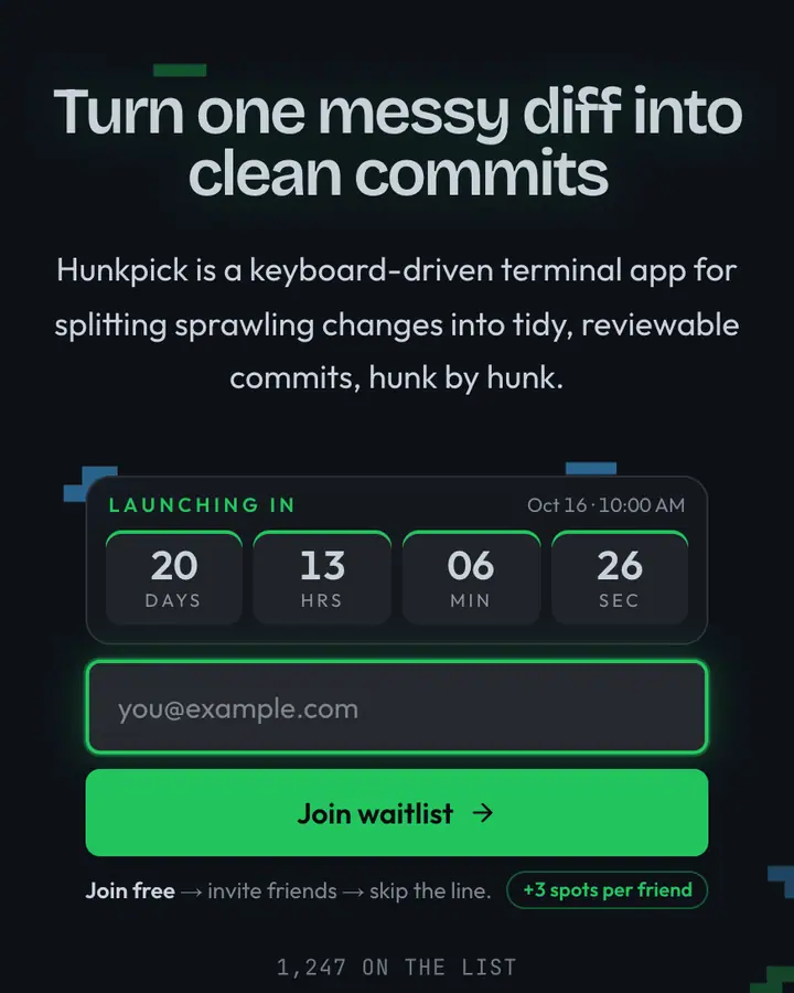 lazygit — Terminal & Developer waitlist page template, deep blue background