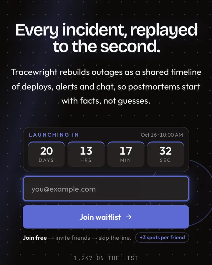 Dotted Graph — Tech & SaaS waitlist page template, near-black background