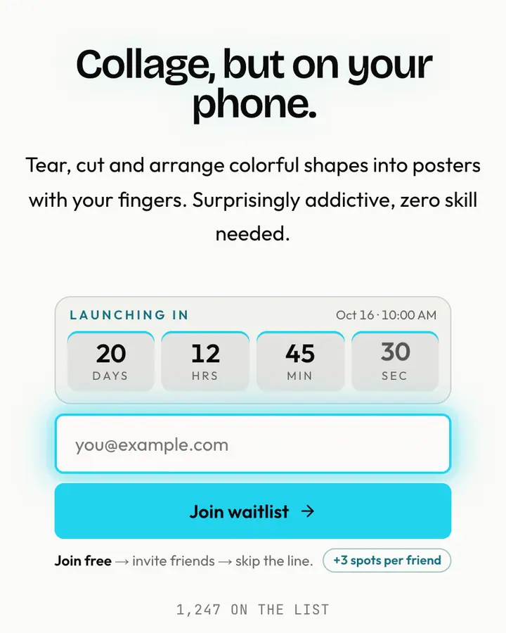Matisse Cut-Out — Editorial & Abstract waitlist page template, white background