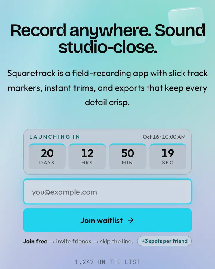 Disc Player Silver — Y2K waitlist page template, pale sky blue background
