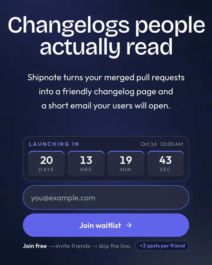 Minimal — Minimal waitlist page template, deep blue background
