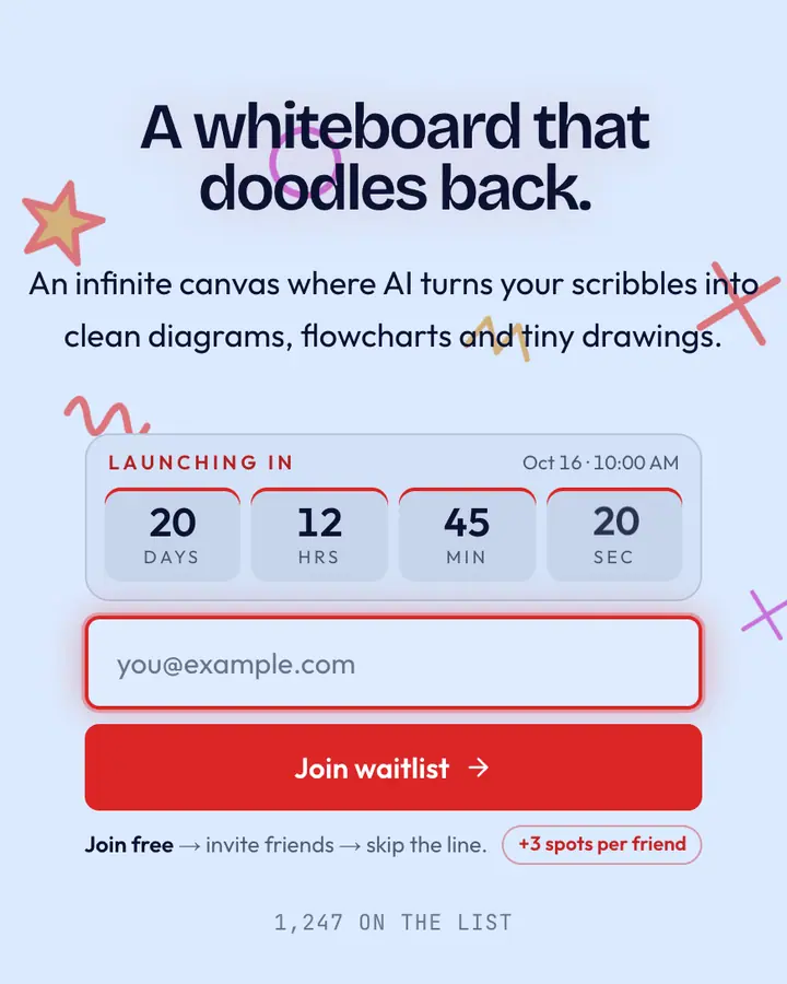 Miro Blue — Editorial & Abstract waitlist page template, pale sky blue background