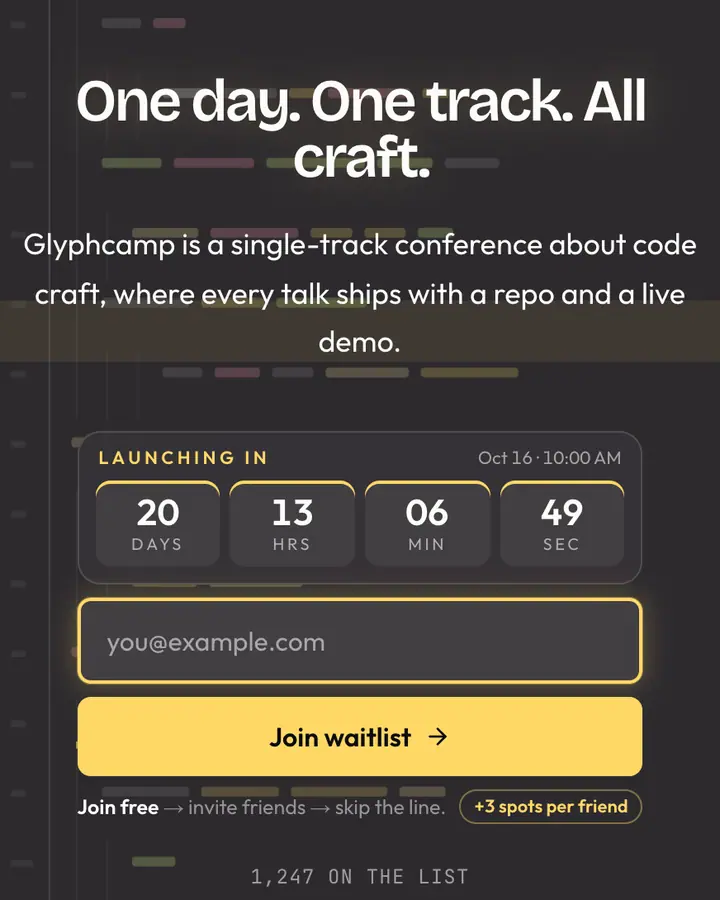 Syntax Classic — Terminal & Developer waitlist page template, charcoal background