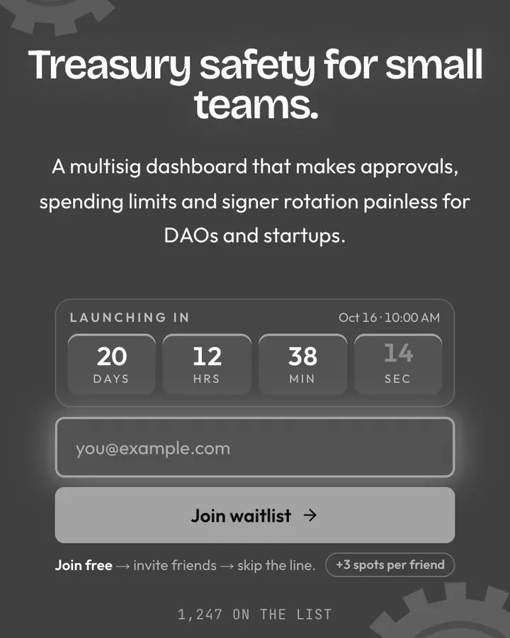 Multisig Grey — Crypto & Web3 waitlist page template, dark gray background