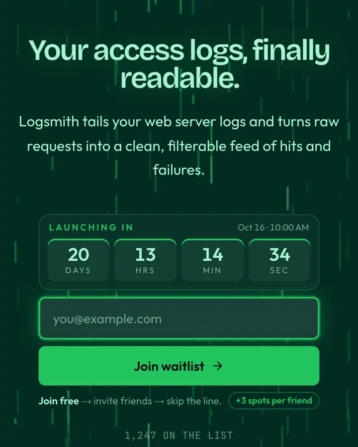 Proxy Green — Tech & SaaS waitlist page template, deep teal background