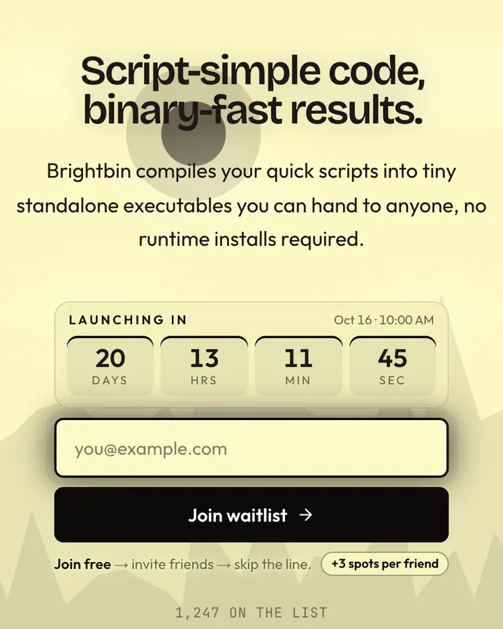 Nim Yellow — Tech & SaaS waitlist page template, cream background