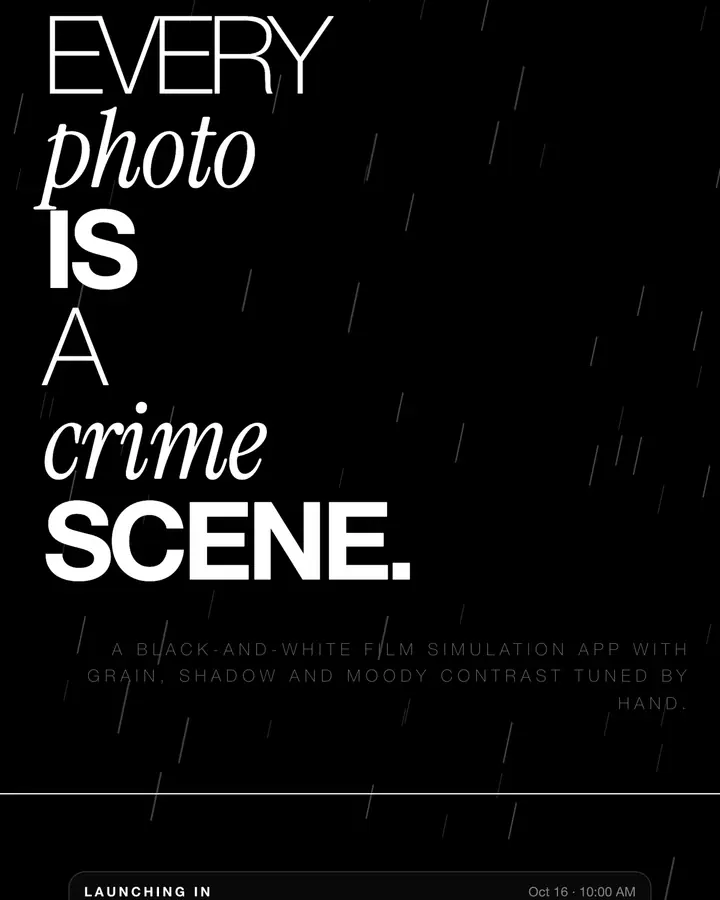 Noir — Editorial & Abstract waitlist page template, near-black background