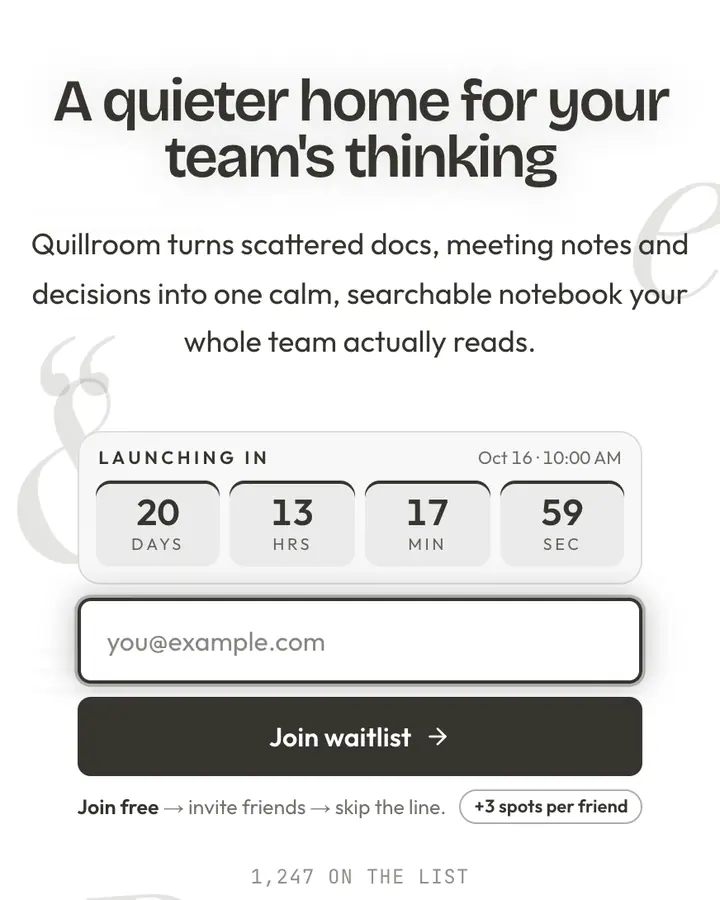 Paper Notes — Tech & SaaS waitlist page template, white background