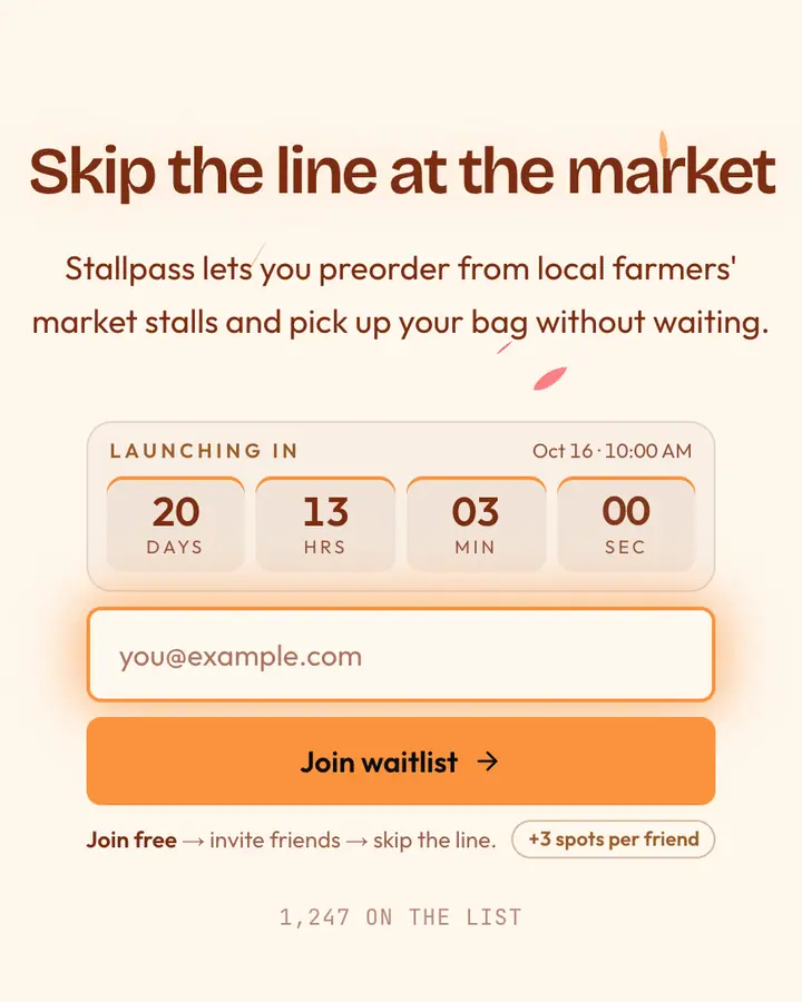 Orange Orchard — Nature & Organic waitlist page template, orange-tinted white background