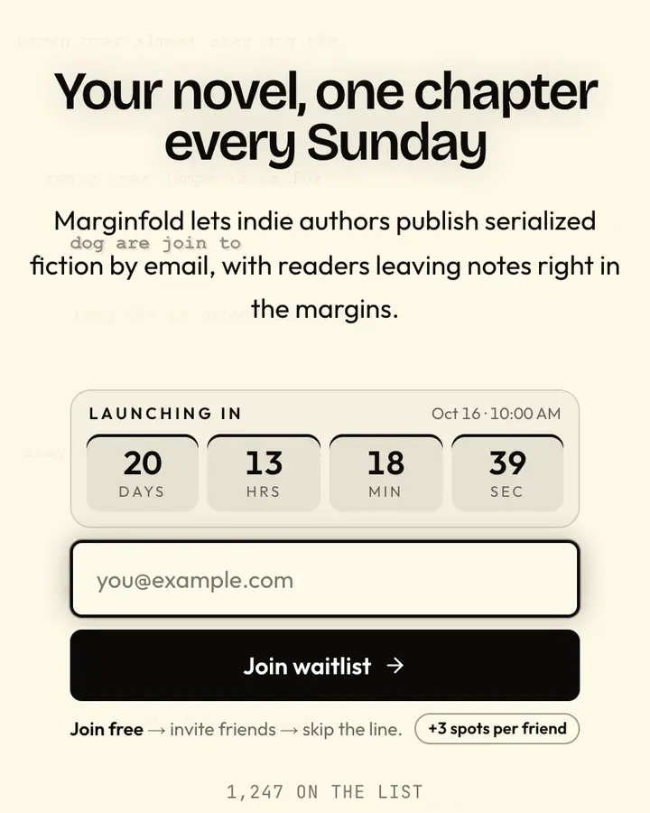 Paperback — Minimal waitlist page template, amber-tinted white background