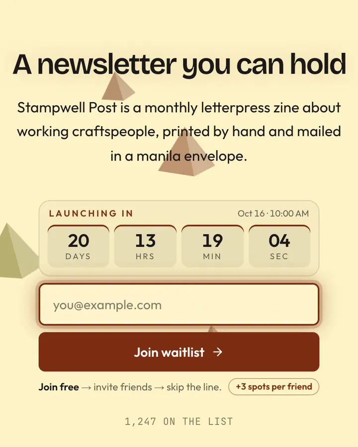 Plain Paper — Minimal waitlist page template, cream background