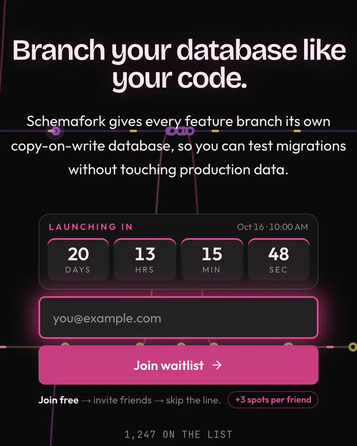 Planet Branch — Tech & SaaS waitlist page template, near-black background