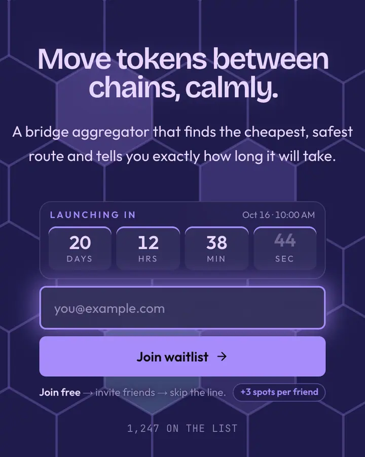 Sidechain Violet — Crypto & Web3 waitlist page template, dark indigo background