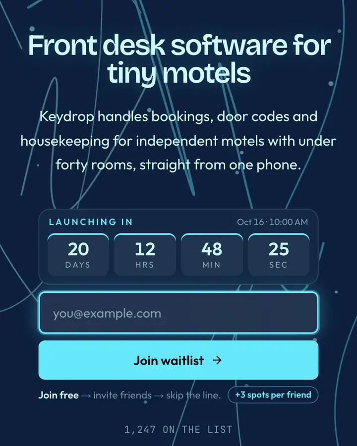 Pool Aqua — Vaporwave waitlist page template, deep blue background