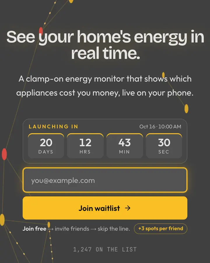 Power Grid — Industrial & Brutalist waitlist page template, dark gray background