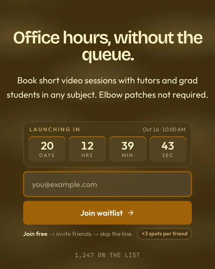 Professor Tweed — Dark Academia waitlist page template, brown background