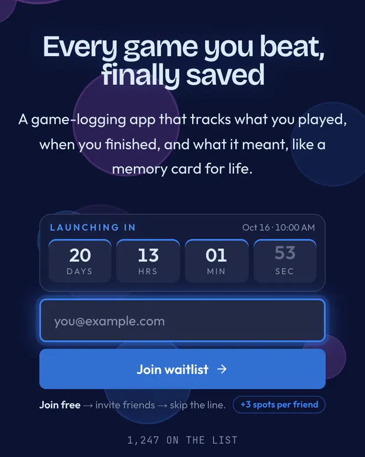 Console Blue — Retro & Pixel Art waitlist page template, deep blue background