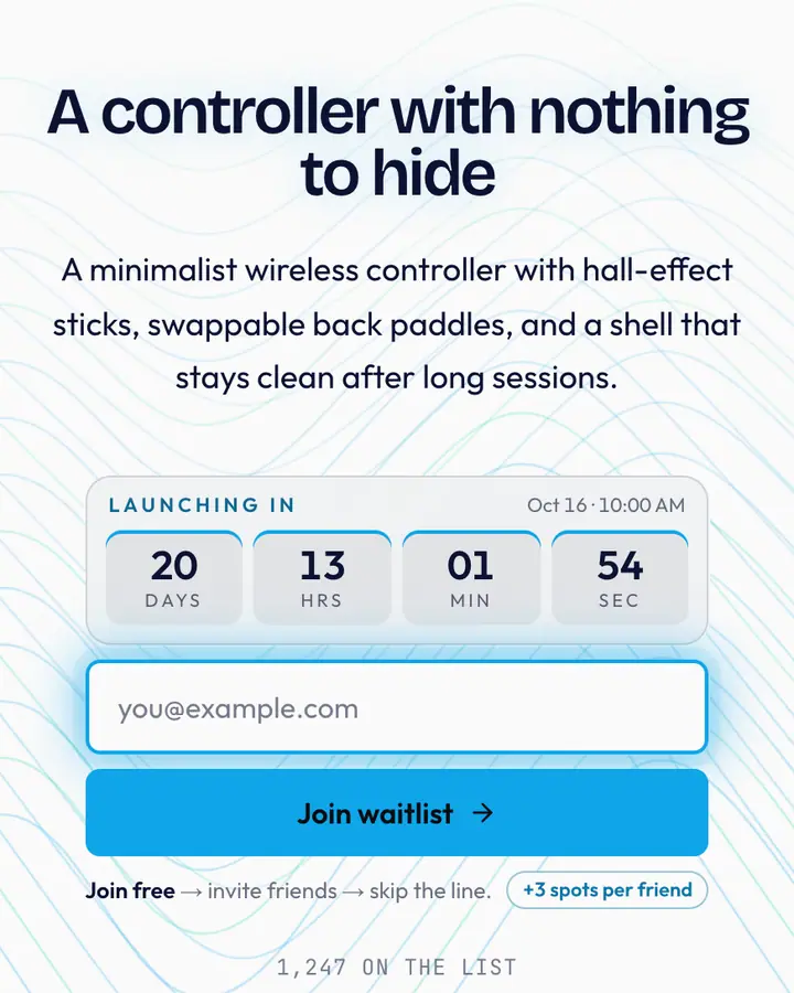 Next-Gen White — Retro & Pixel Art waitlist page template, white background