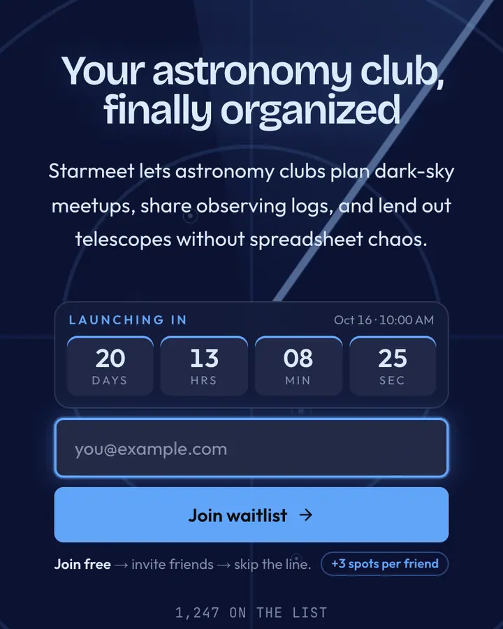 Pulsar Blue — Cyberpunk & Sci-Fi waitlist page template, deep blue background