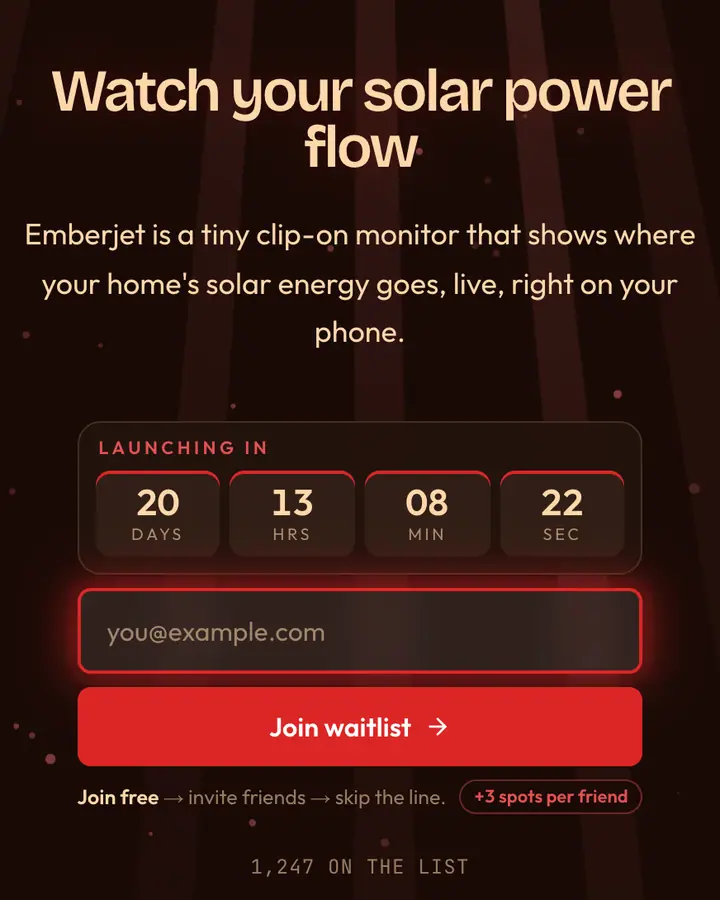 Quasar Red — Cyberpunk & Sci-Fi waitlist page template, near-black vermilion background