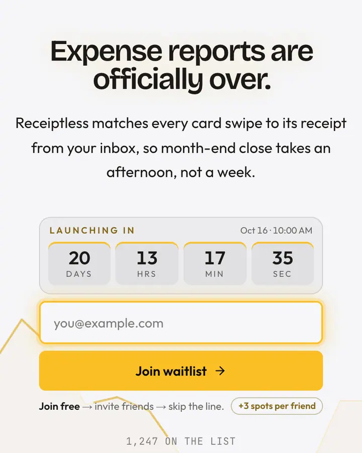 Acid Ledger — Tech & SaaS waitlist page template, white background