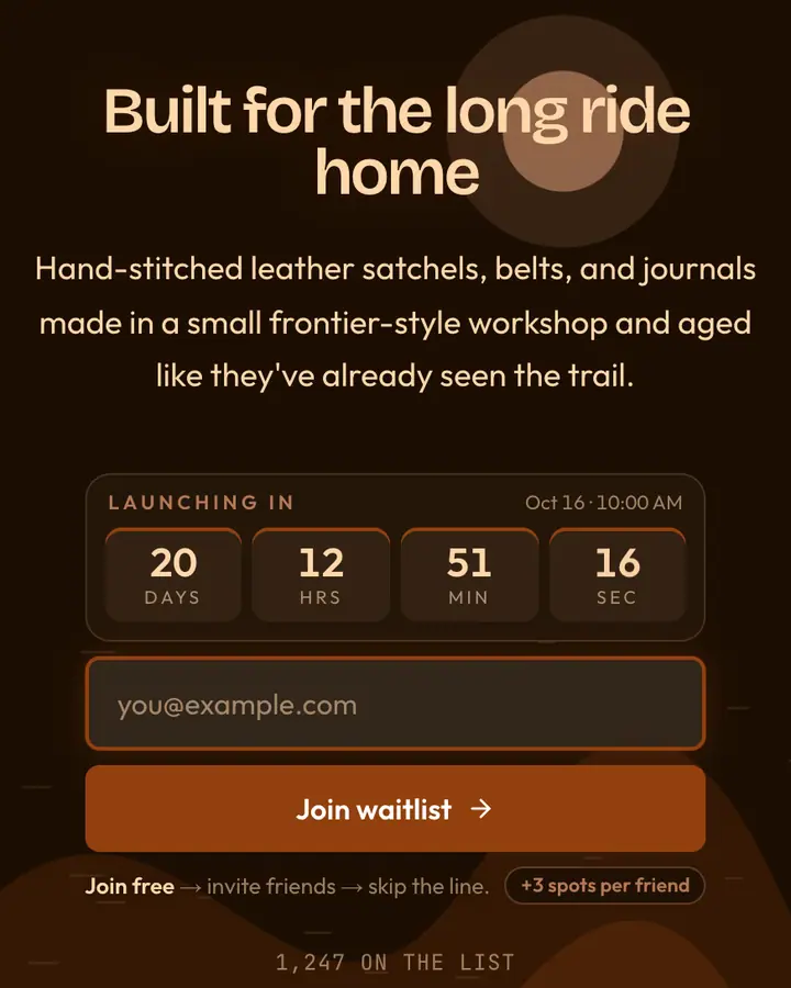 Frontier Red — Retro & Pixel Art waitlist page template, near-black vermilion background