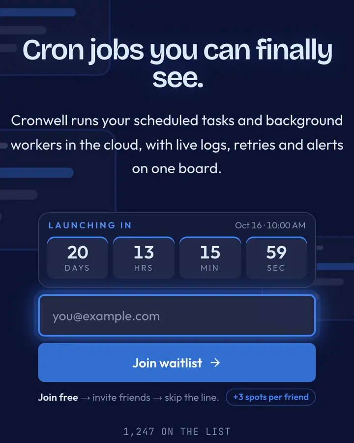 Deploy Cobalt — Tech & SaaS waitlist page template, deep blue background