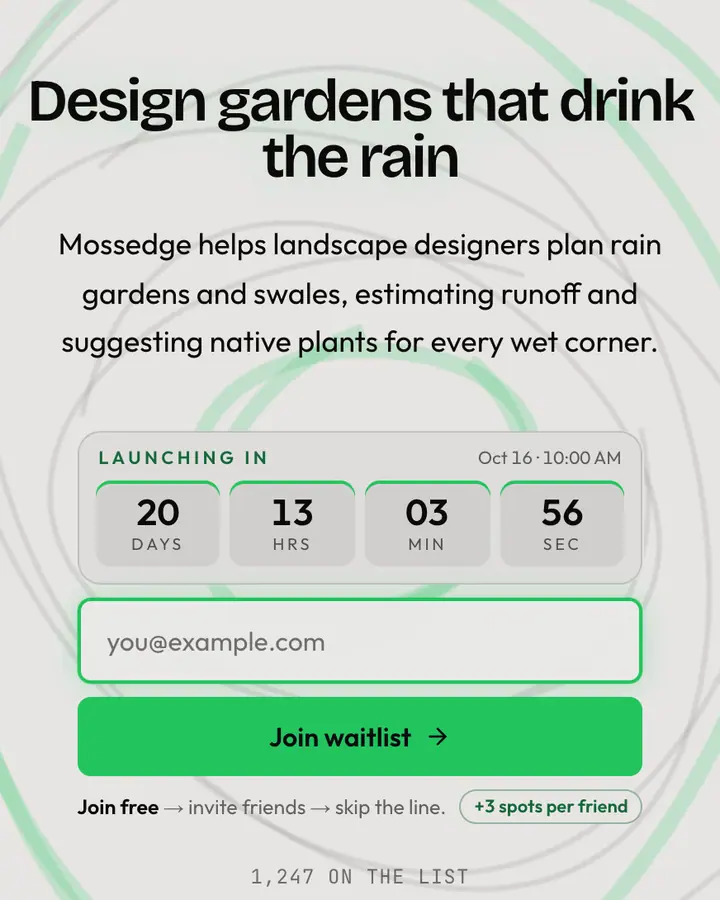 River Stone — Nature & Organic waitlist page template, off-white background