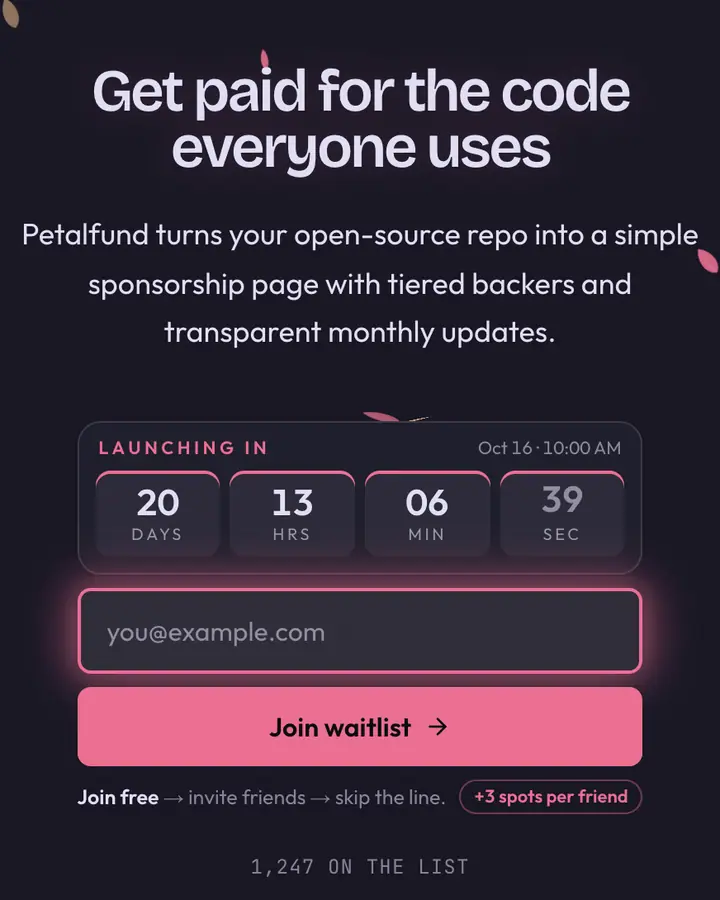 Rose Pine — Terminal & Developer waitlist page template, deep indigo background