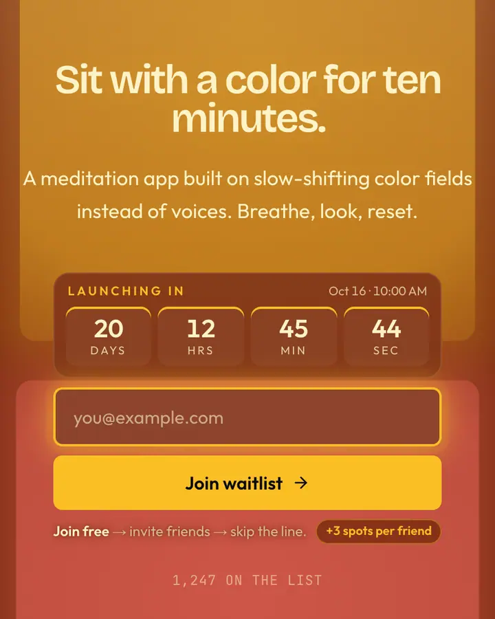 Rothko — Editorial & Abstract waitlist page template, brown background