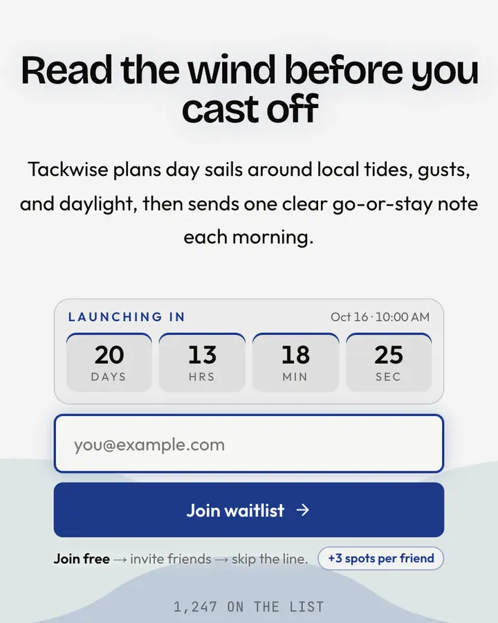 Salt Air — Minimal waitlist page template, white background