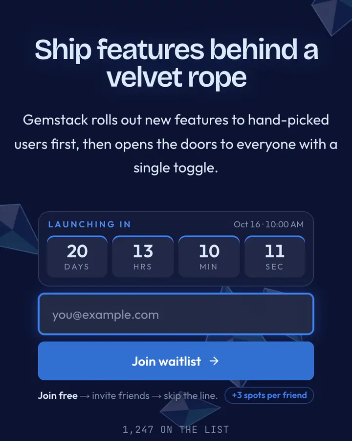 Sapphire Pane — Glassmorphism waitlist page template, deep blue background
