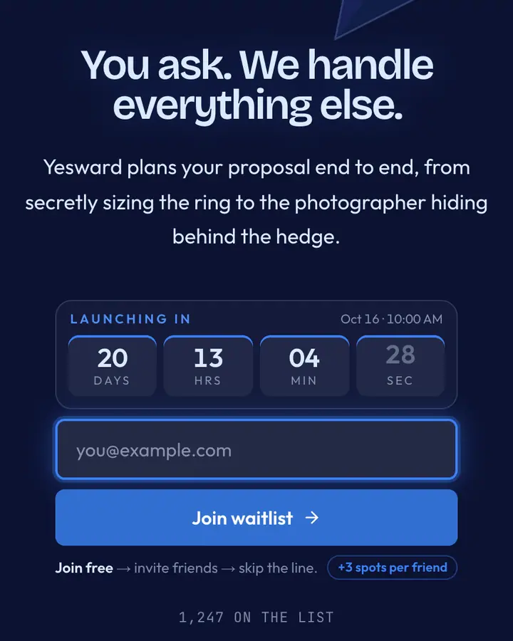 Sapphire Ring — Luxury waitlist page template, deep blue background