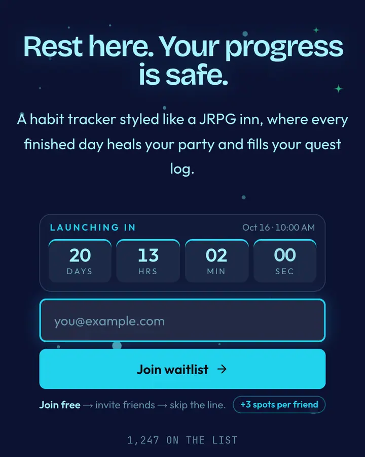 Save Point — Retro & Pixel Art waitlist page template, deep blue background