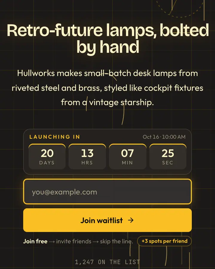 Shuttlepod — Cyberpunk & Sci-Fi waitlist page template, charcoal background