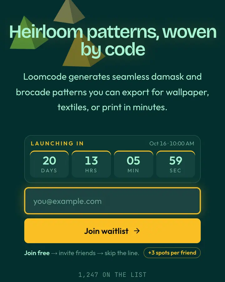 Silk Wallpaper — Luxury waitlist page template, deep teal background