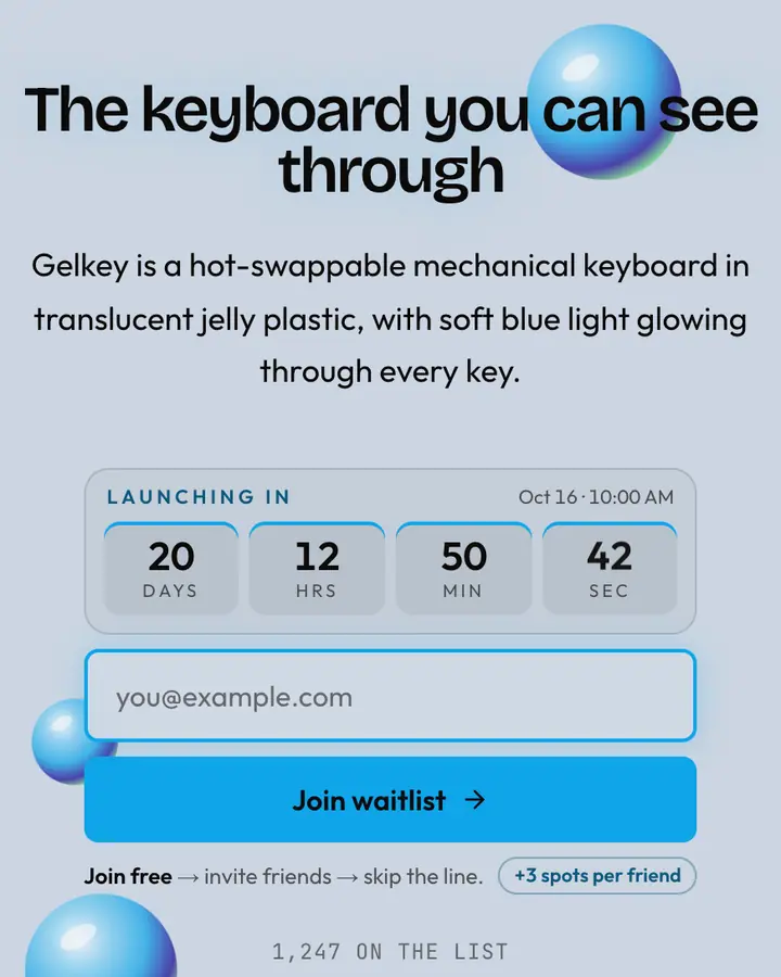 Silver Jelly — Y2K waitlist page template, pale sky blue background