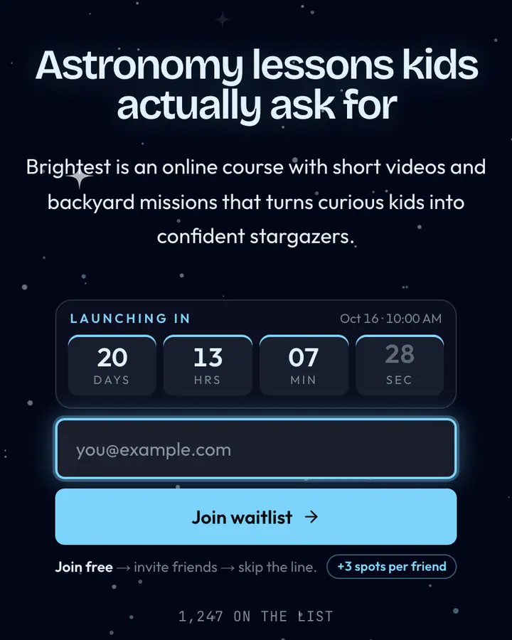 Sirius Blue — Cyberpunk & Sci-Fi waitlist page template, near-black blue background