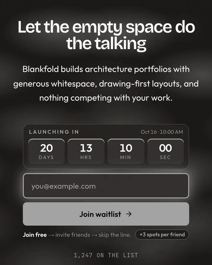 Smoke Glass — Glassmorphism waitlist page template, charcoal background