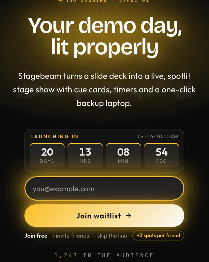 Spotlight — Cyberpunk & Sci-Fi waitlist page template, near-black background